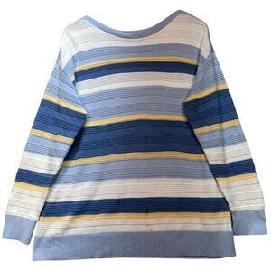 Christopher & Banks Women's Pullover Sweater Long Sleeve Sz XL Blue White Stripe